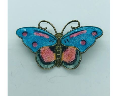 A Norwegian sterling silver and enamel butterfly brooch.