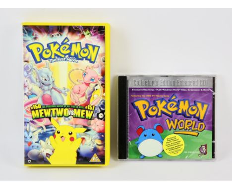 Pokemon Bundle. Includes Pokemon the first movie VHS, a sealed copy of Pokemon world CD collectors edition and a Pokemon worl