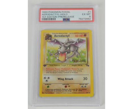 Pokemon TCG. Aerodactyl 1/62 Prerelease 1st Edition Fossil PSA 6. Condition Report:  Graded PSA 6