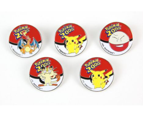 Pokemon 2000 Five Enamel Pin Badges including Charizard, Two Pikachu Badges and Electrode and Meowth. These pin badges were a