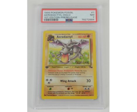 Pokemon TCG. Aerodactyl 1/62 Prerelease 1st Edition Fossil PSA 7.Condition Report:  Graded PSA 7.