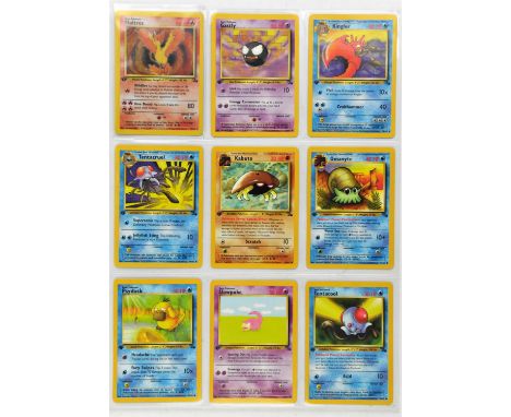 Pokemon TCG. 1st edition Fossil lot of 9 cards including a holographic Moltres number 12/62. Cards are near mint condition. C