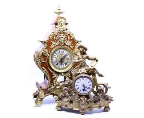A 20th cent French mantle clock and a collection of other clocks and clock parts&nbsp;