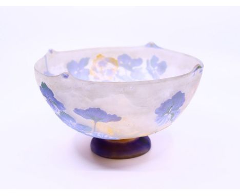 An early 20th Galle art glass bowl decorated in Lilac pattern