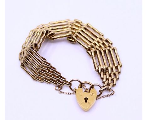 A 9ct padlock gate bracelet approx. 19g