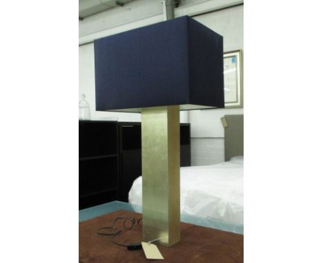 TABLE LAMP, of rectangular form in gilt finish, with shade, 87cm H.