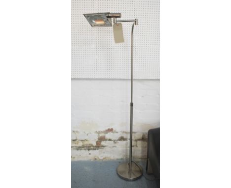 SATIN NICKEL FLOOR LAMP, by Andrew Martin, fully adjustable and articulating, 145cm H.