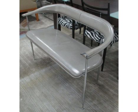 BAUHAUS SOFA, two seater in grey leather on chromed tubular supports.