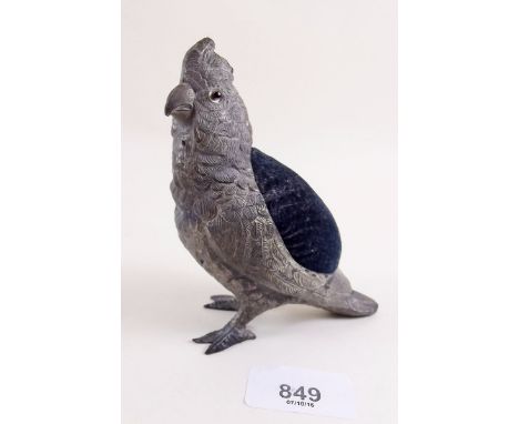 A pin cushion in the form of a cockatoo 