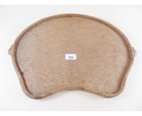 A Robert Thompson Mouseman oak kidney shaped tray