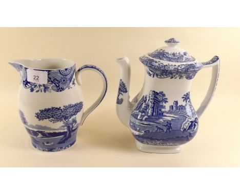 A Spode Italian coffee pot, 21.5cm and a large milk jug 