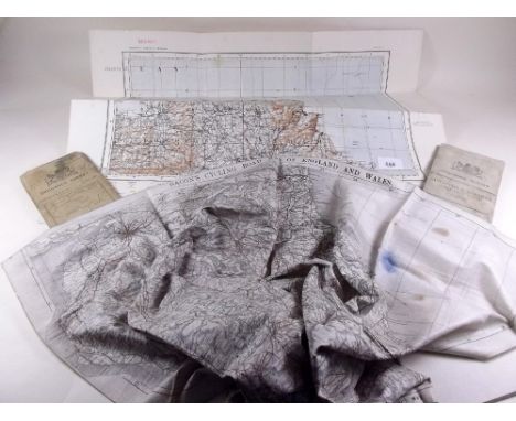 Two early ordnance survey maps and other WWII maps marked 'Secret'
