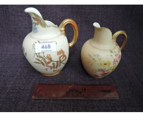 A Royal Worcester jug having gilt heightened floral decoration, shape numbered 1094, and a similar small Royal Worcester gilt