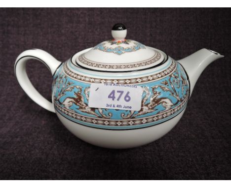 A Wedgwood tea and coffee service in The Turquoise Florentine patternTeapot chipped would appear to be first quality