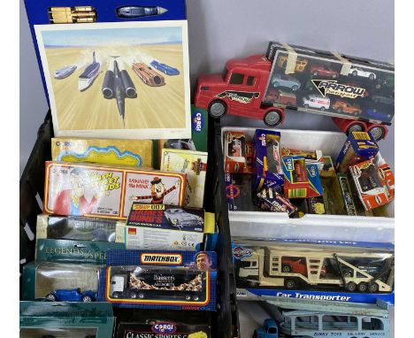 COLLECTION OF BOXED DIECAST SCALE MODEL VEHICLES including Corgi and Matchbox and an original Dinky Toys car transporter with