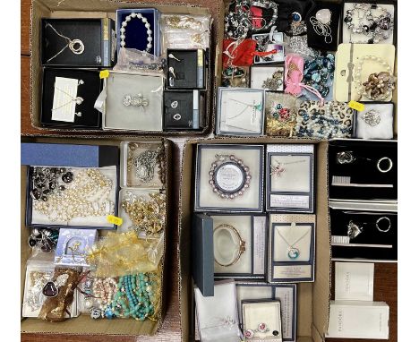 VINTAGE &amp; LATER COSTUME JEWELLERY, boxed bracelets, necklaces and pendants, various other necklaces, earrings, 2 x boxed 