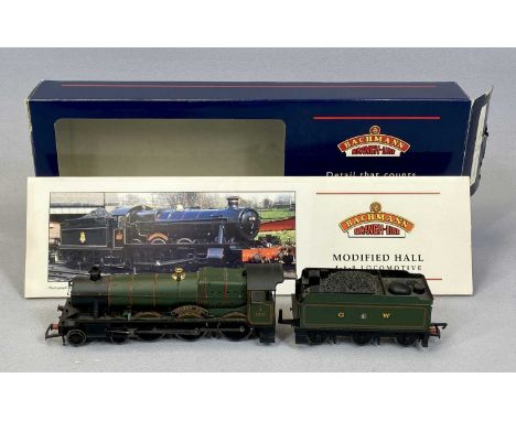 BACHMANN BRANCHLINE MODEL RAILWAYS OO GAUGE STEAM LOCOMOTIVE, 31-777 Modified Hall 6962 Soughton Hall GW lined green, boxedPr