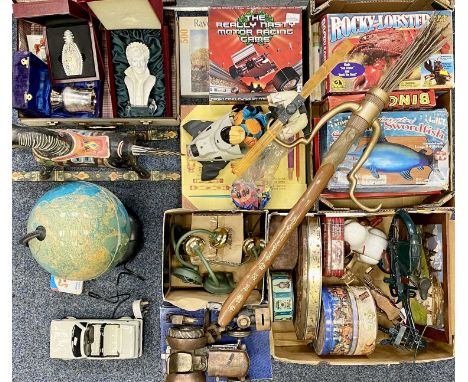 BOXED GAMES, WORLD GLOBE, PAINTED MINIATURE ROCKING HORSE, TINS, ORNAMENTAL WEAR etc.Provenance: private collection Gwynedd