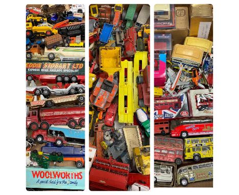 DIECAST SCALE MODEL VEHICLES, a collection including construction, farming, transport, military etc, in play-worn condition, 