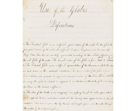 NO RESERVE School Exercises.- Edlmann (Adine Josephine, 1828-1920) Use of the Globes Definitions [&amp;] [Mathematical Proble