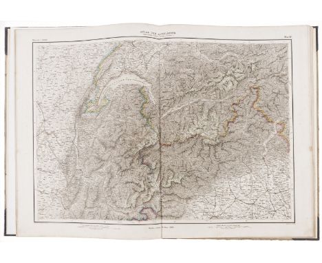 Alps.- Mayr (J. G.) Atlas der Alpenlander, title with engraved index map, 9 double-page engraved maps, hand-coloured in outli