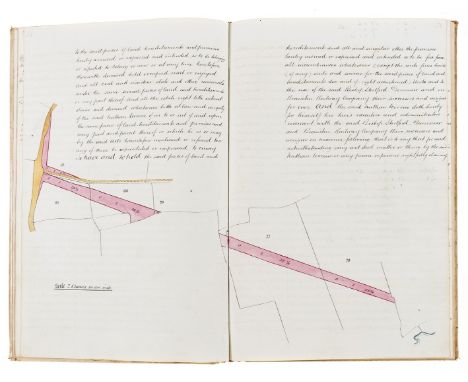 Essex, Dunmow.- The Manor of Dunmow late the Priory, manuscript, 154pp., double-page pen and ink and watercolour wash map, sl