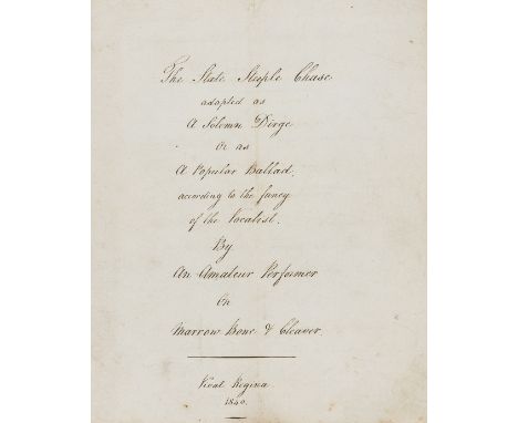 Queen Victoria Satire.- The State Steeple Chase adapted as a Solemn Dirge, Or as a Popular Ballad, according to the fancy of 