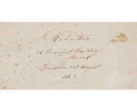 NO RESERVE Letter Book.- Rubinstein (B., of 14 Beaufort Buildings, Strand) [Letter Book to various British Army officers], ma
