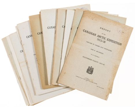 Polar.- Arctic.- Report of the Canadian Arctic Expedition 1913-1918, 31 (and 1 defective) various parts from vol. VI-X, off-p