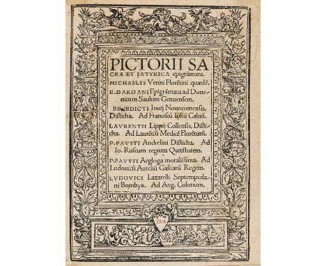 NO RESERVE Bigi (Luigi), "Pittorio". Pictorii sacra et satyrica epigrammata, title within ornate woodcut architectural border