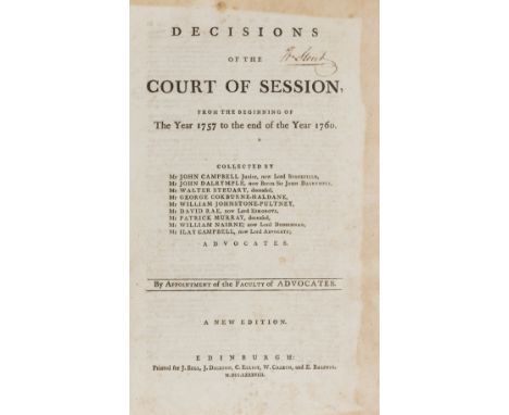 Law.- Scotland.- Decisions of the Court of Session, from the beginning of February 1757 to the end of the year 1760. Collecte
