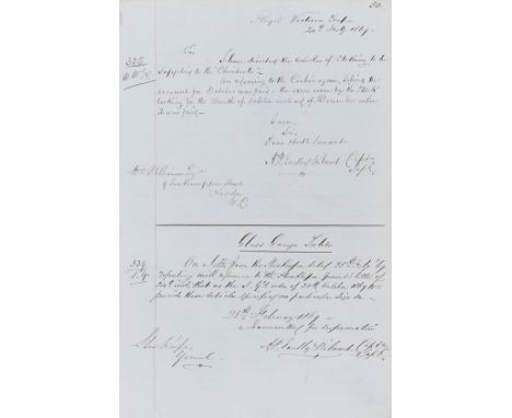 Royal Navy.- Deptford Victualling Yard. [Letter Book relating to victualling requests from the Royal Victoria Yard], manuscri