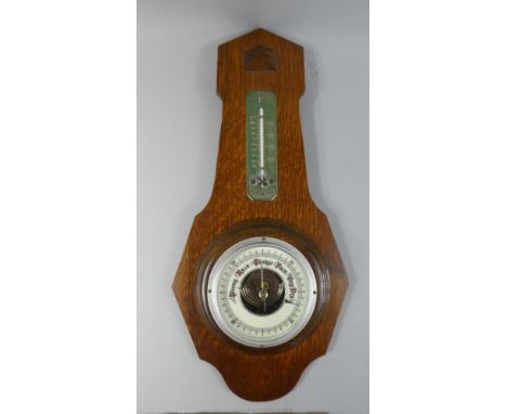 An Edwardian Oak Edwardian Aneroid Wall Barometer, 43cm High 