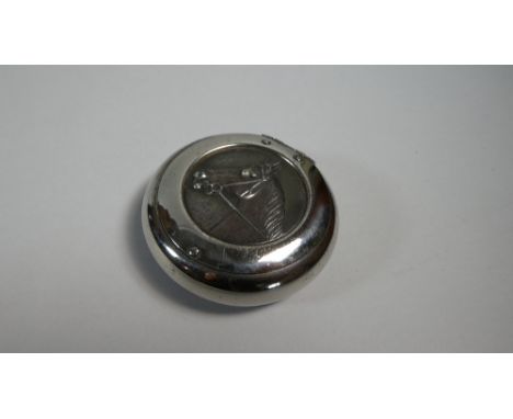 An Early 20th Century Silver Metal Snuff Box. The Top Decorated with a Horses Head. 7cms Diamater