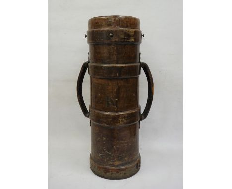 WWI twin-handled leather artillery shell carrier marked 'JAH' and with the Armed Forces arrow to the sideCondition ReportHeig