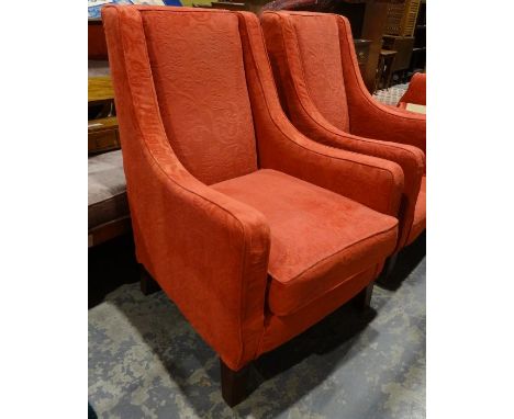 Pair of Multi York single armchairs in red upholstery and matching sofa bed (3) 