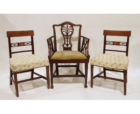 19th century Chinese Chippendale-style mahogany carver's armchair with husk medallion to serpentine top rail, Prince of Wales