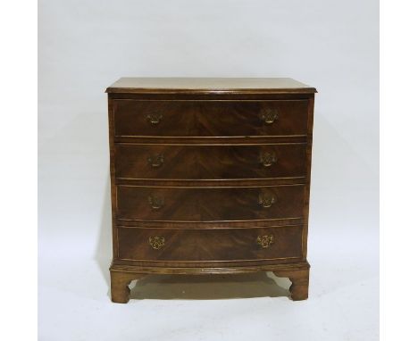 Modern Georgian-style mahogany bowfront chest of four long drawers, on bracket feet, 78cm x 85cm