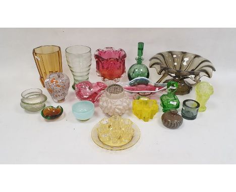 Collection of Czechoslovakian and Bohemian coloured glassware, including a group of studio art glass in the style of Josef Ho