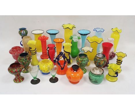 Large collection of Czechoslovakian and Bohemian spatter and coloured glassware, circa 1930 and later, including trumpet-shap