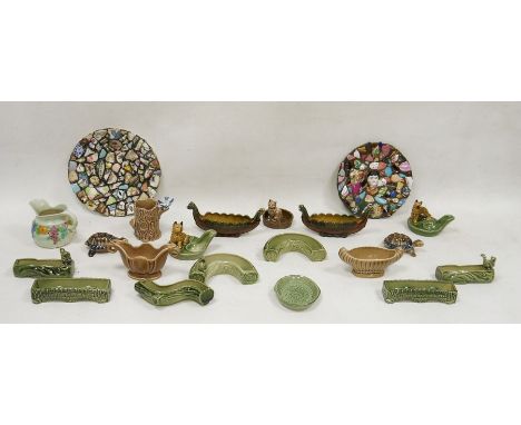 Large collection of Wade porcelain and other ceramic items, including a pair of dragon boat brown glazed small vases, a pair 