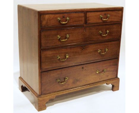 19th century mahogany chest of two short over three long graduated drawers, to bracket feet, 91cm x 90cmCondition ReportSurfa