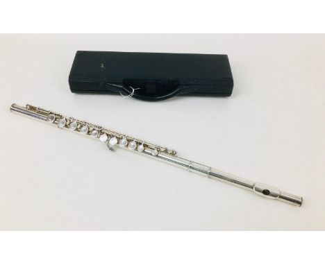 A silver plated flute, made in Britain by Buffet, with scrolled monogram BC and Cooper below to mouth piece, and 'Buffet Cram