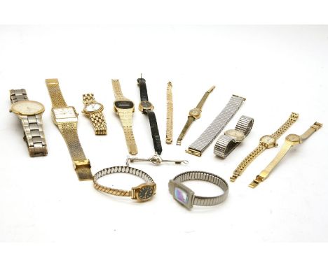 A collection of wrist watches, to include a gold plated Raymond Weil quartz bracelet watch, a gentlemen's Rotary quartz  brac