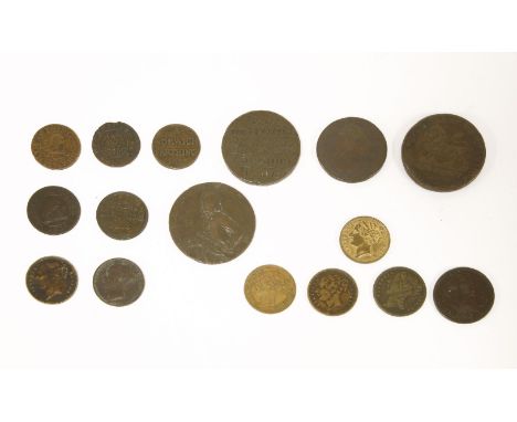 Tokens, an assortment of tokens to include a 1652 Bristol Farthing, a 1667 William Harding Halfpenny, a 1667 Norwich Farthing