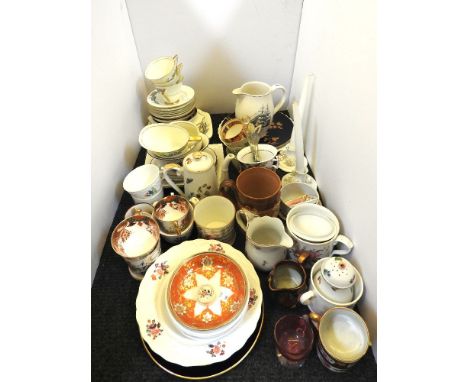 A collection of various 19th and later ceramics, to include a Spode jug, decorated with a ship in full sail, and a Doulton 'L