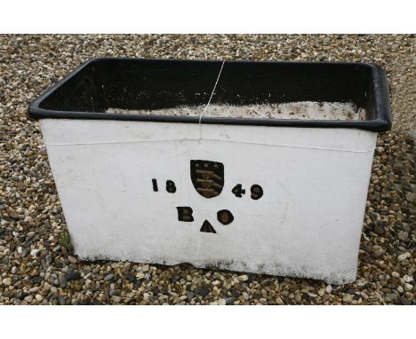 A cast iron trough, dated 1849 and with War Department arrow and 'BO' for Board of Ordnance, 99cm wide, 51cm deep, 52cm high,