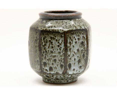 David Leach OBE, a Lowerdown Pottery octagonal vase, impressed to base, 15cm high