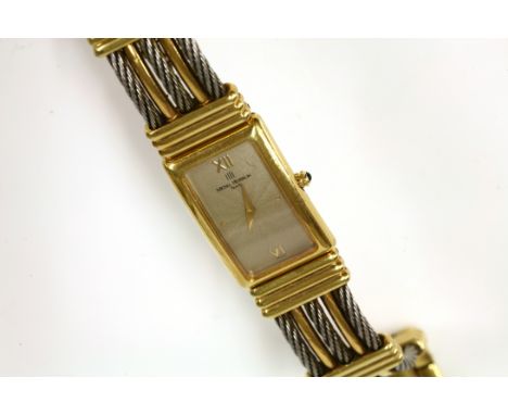 A ladies bi-colour gold plated Michel Herbelin quartz bracelet watch, model no. 17050, Champagne dial with a cable and polish