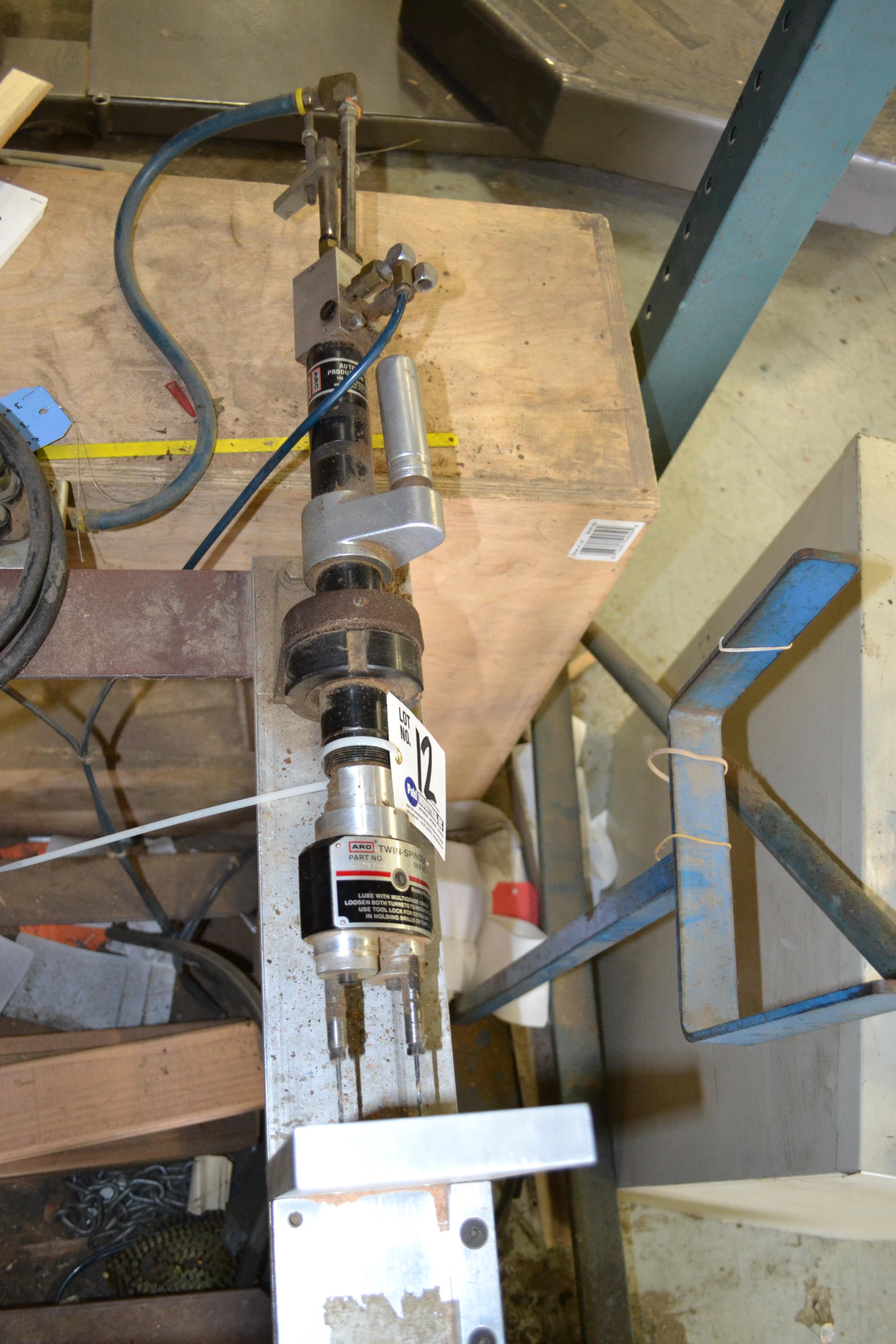 Aro Pneumatic Autofeed Drill c/w Aro 480571 Twin Spindle Drill Head